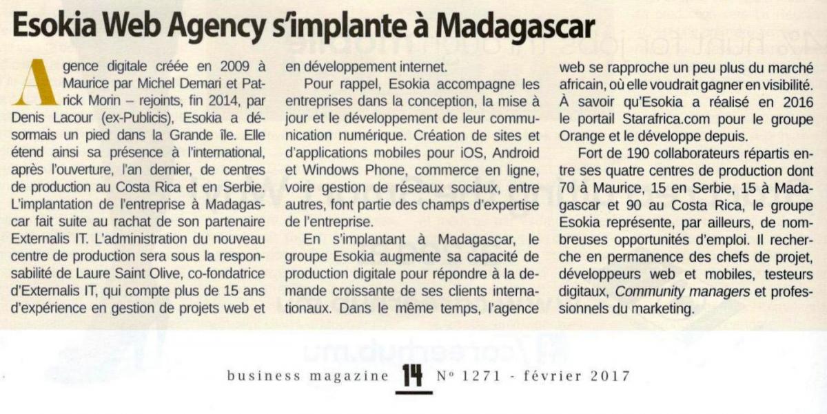 Article de Business magazine